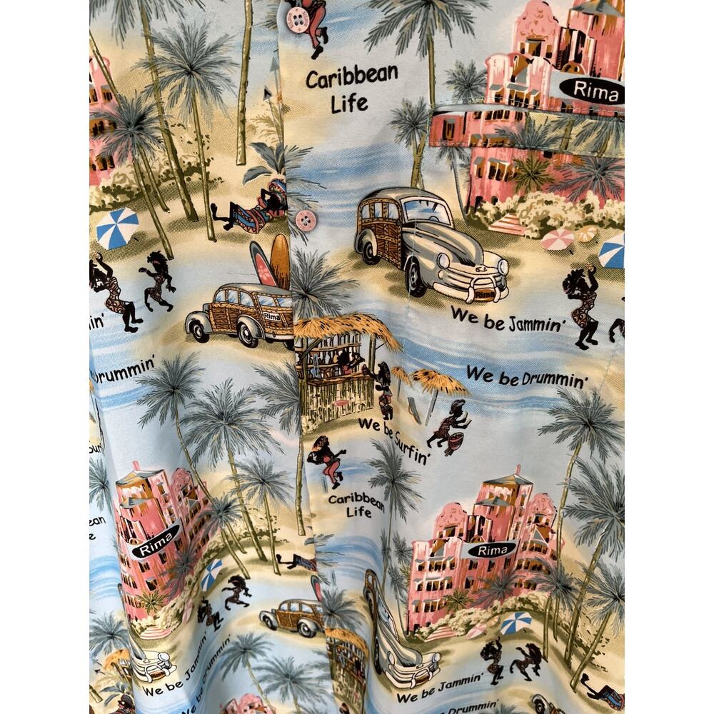 Rima Mens Caribbean Blue XL Short Sleeve Colorful Hawaiian Resort Beach Tropical - Picture 5 of 6